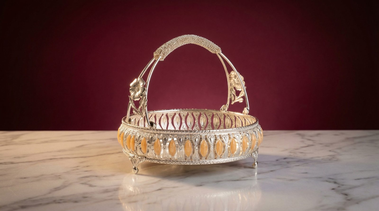 Silver Filigree Carry Basket
