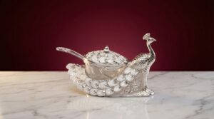 Peacock Serving Silver Dish