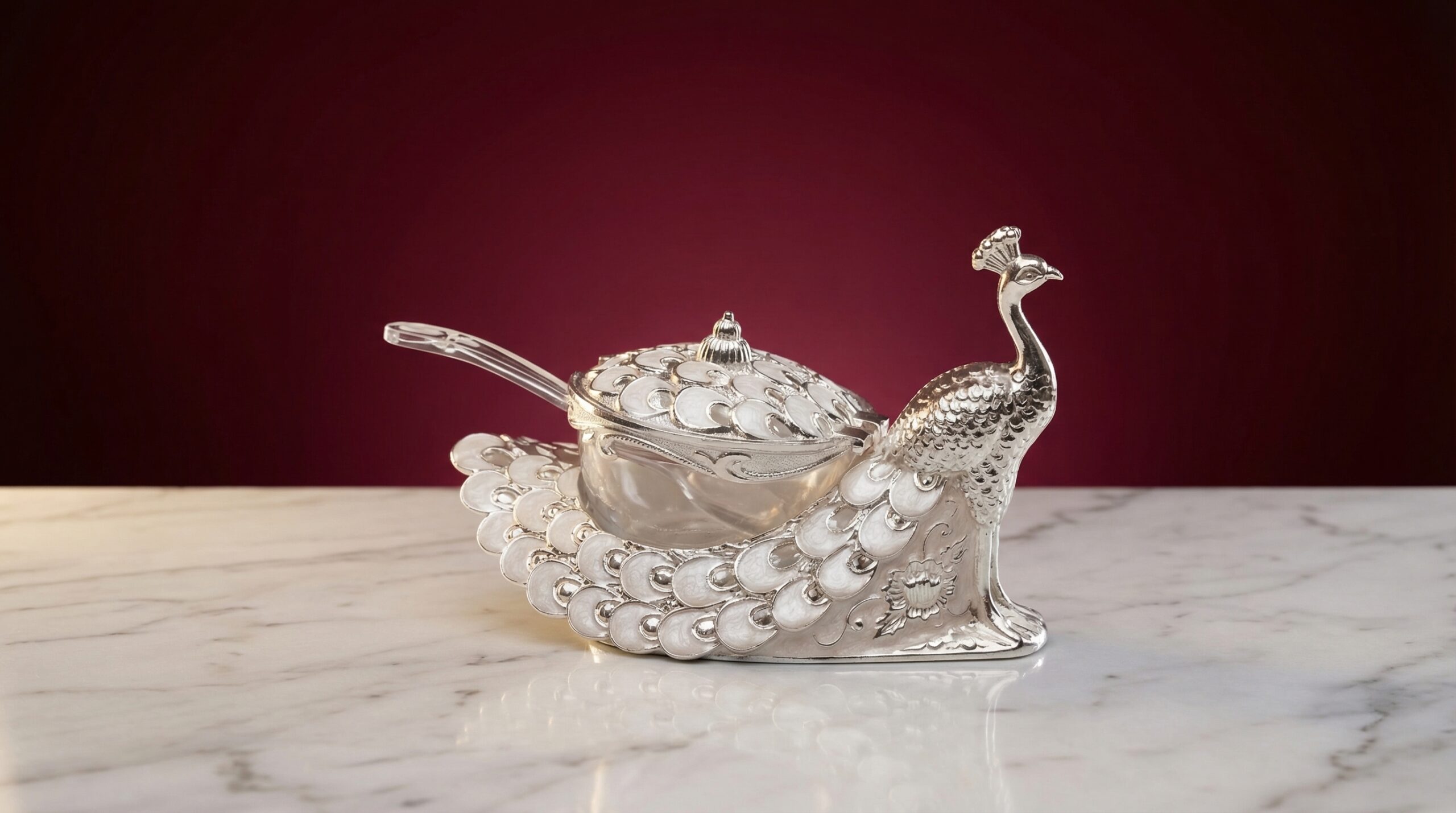 Peacock Serving Silver Dish