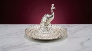 Silver Peacock Serving Platter