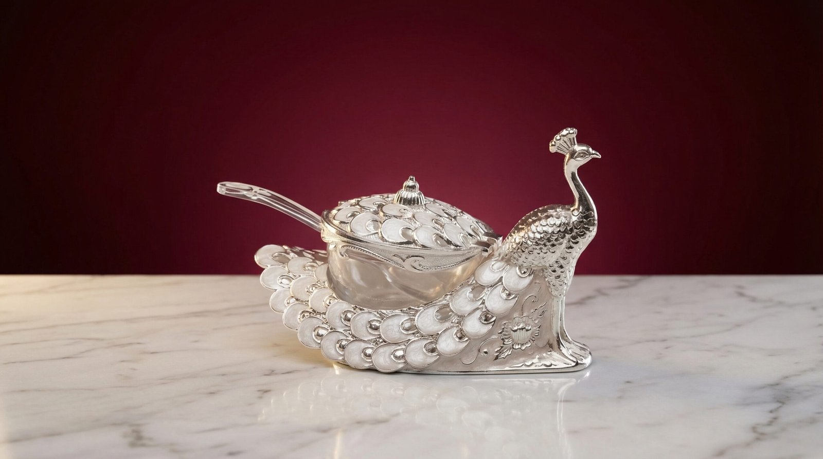Peacock Serving Silver Dish