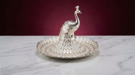 Silver Peacock Serving Platter